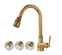 YWJFSA Vintage Rubinetto Lavello Cucina con Doccetta Estraibile, Ottone Girevole A 360°,Antico