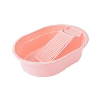 YWJLQH Lavatoio Vaschetta con Asse Lavapanni Contenitore Lavanderia Portatile in PP Robusto Perfetto per Lavare a Mano Abiti Adatta a Casa Bagno Dormitorio, Ovale Rosa