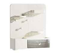 YWJLQH Pen Organizer con Cassettino Trasparente E Pannello Pegboard Modulare Contenitore per Cancelleria Scrivania Porta Accessori Trucco Box Porta Utensili, Bianco Crema