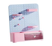YWJLQH Pen Organizer con Cassettino Trasparente E Pannello Pegboard Modulare Contenitore per Cancelleria Scrivania Porta Accessori Trucco Box Porta Utensili, Blu Rosa