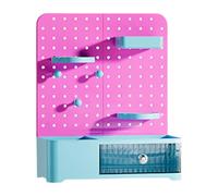 YWJLQH Pen Organizer con Cassettino Trasparente E Pannello Pegboard Modulare Contenitore per Cancelleria Scrivania Porta Accessori Trucco Box Porta Utensili, Rosa Ciano
