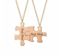 YWMJZEU 2 Pezzi Collana Puzzle Incisione Ciondolo Puzzle Componibile Idea Regalo Collana Coppia per Migliori Compagne, Coppie, Festa Degli Innamorati, color to 4, Inciso Su Un Lato