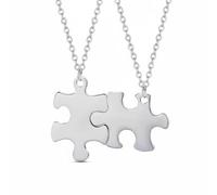 YWMJZEU 2 Pezzi Collana Puzzle Incisione Ciondolo Puzzle Componibile Idea Regalo Collana Coppia per Migliori Compagne, Coppie, Festa Degli Innamorati, Acciaio, Vuoto