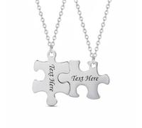 YWMJZEU 2 Pezzi Collana Puzzle Incisione Ciondolo Puzzle Componibile Idea Regalo Collana Coppia per Migliori Compagne, Coppie, Festa Degli Innamorati, Acciaio, Inciso Su Un Lato