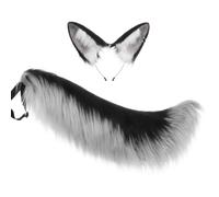 YWMJZEU 2 Pezzi Orecchie e Coda in Pelliccia Sintetica Orecchie da Animale con Coda Peloso Accessori Cosplay per Cosplayer, Appassionati di Anime, Halloween