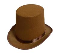 YWMJZEU Cappello da Prestigiatore Strutturato, Marrone caffè | Formale, Cappello a Cilindro, Alto, per Spettacoli Teatrali, Illusionisti, Cosplayer