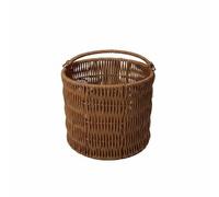 YWMJZEU Cesto Intrecciato con Manico Stile Rustico Paniere Regalo Multiuso Cesta in Finto Rattan per Matrimonio, Cesto Rotondo Grande Con Manico Mobile, Color Tè