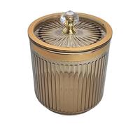 YWMJZEU Contenitore per Dischetti Struccanti, con Coperchio Incluso, Pratico Vasetto per Cosmetici E Porta Cotton Fioc per L'uso in Bagno, MARRONE