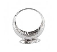 YWMJZEU Fruttiera Testurizzata a Rilievo Argento Vassoio Frutta in Acciaio Inox Resistente e Robusto Vassoio Snack in Metallo, Argento, 37 Cm