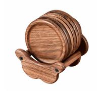 YWMJZEU Sottobicchiere in Legno in Legno di Nocciolo Facile da Pulire Sottobicchiere con Supporto di Conservazione Liscio Portabicchieri per Servizio Del Tè, Tondo