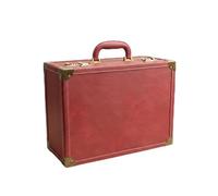 YWMJZEU Valigetta Parrucchiere Custodia Trucchi Astuccio Forbici Organizer Strumenti in Pelle PU con Doppio Scomparto E Chiusura con Serratura Manico, Array, Rosso Vino, Grande