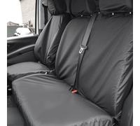 YWNYT Coprisedili per VW Transporter T5 2003 - 2015, 600D con fodera in cotone, set di 8 coprisedili anteriori impermeabili, coprisedili neri per sedile anteriore conducente e doppio passeggero