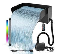 YWNYT Kit per laghetto a cascata con luce LED, filtro a cascata per laghetto da 20 cm con pompa a cascata da 3000 l/h, tubo ondulato da 3 m per giochi d'acqua da giardino, decorazione da giardino