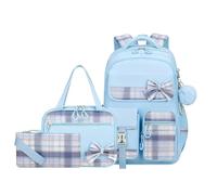 YWOIHL Zaino scolastico carino con borsa per il pranzo astuccio elementare medio bookbag per bambini Bow Plaid set di zaini per ragazze, Blu, M, Zaino Scuola