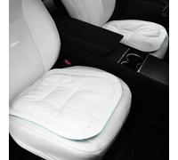 Ywooon Cuscino per Sedile Auto, Cuscino del Sedile per Auto Coprisedile Comfort Traspirante in Pelle Nappa, Coprisedile Universale Auto Pelle per Sedile Anteriori (Bianco, 2 Pezzo)