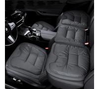 Ywooon Cuscino per Sedile Posteriore Auto, Cuscino del Sedile per Auto Coprisedile Comfort Traspirante in Nappa, Coprisedile Universale Auto Pelle per Sedile Anteriori (Nero, 5 Pezzo)