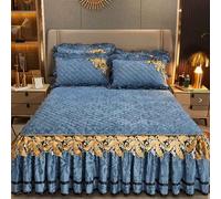 YWQJL Borsa da Letto, Copriletto in Velluto Lenzuolo con Angoli Elasticizzati con Balza,Coprimaterasso, Antiscivolo Stile Gonna da Letto(*6,200 * 220cm)
