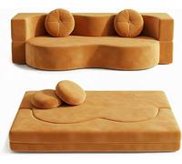 YWQJL Divano-Letto Convertibile per Sala, Divano Senza Osso, A Due Posti Compresso Spuma Ad Alta Densità, Tela Tessuta Rimuovibile, Nessun Assemblaggio, con 2 Cuscini(A4,150x100cm)