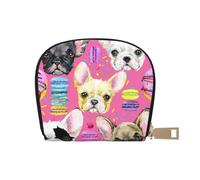 YWSOTRE Acquerello del cucciolo del bulldog francese, Custodia per carte in pelle PU Elegante porta carte di credito Porta carte di credito