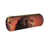 YWSOTRE Adorabile cane Cockapoo, Astuccio portapenne cilindrico Astuccio portapenne in pelle portatile con astuccio cosmetico con cerniera
