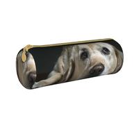 YWSOTRE Adorabile cane Labrador, Astuccio portapenne cilindrico Astuccio portapenne in pelle portatile con astuccio cosmetico con cerniera