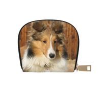 YWSOTRE Adorabile cane Sheltie, Custodia per carte in pelle PU Elegante porta carte di credito Porta carte di credito