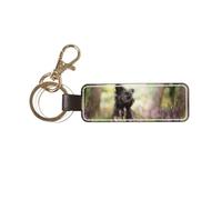 YWSOTRE Affenpinscher Lawn Black Dogs Monkey Terrier, Portachiavi in pelle PU, portachiavi con anello portachiavi, organizer, 1 pz