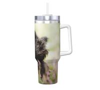 YWSOTRE Affenpinscher Lawn Black Dogs Monkey Terrier,Tazza Ice Bully da 40 oz con manico, in acciaio inossidabile, con borraccia