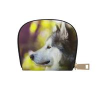 YWSOTRE Alaskan Malamute Bokeh Animali Cani Carini, Custodia per carte in pelle PU Elegante porta carte di credito Porta carte di credito