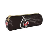 YWSOTRE Amo le note musicali, Astuccio portapenne cilindrico Astuccio portapenne in pelle portatile con astuccio cosmetico con cerniera