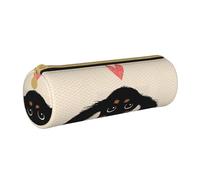 YWSOTRE Amore del cucciolo di bassotto tedesco, Astuccio portapenne cilindrico Astuccio portapenne in pelle portatile con astuccio cosmetico con cerniera