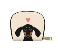 YWSOTRE Amore del cucciolo di bassotto tedesco, Custodia per carte in pelle PU Elegante porta carte di credito Porta carte di credito