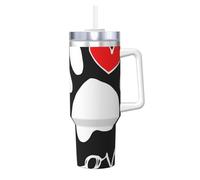 YWSOTRE Amore per l'impronta della zampa del cane,Tazza Ice Bully da 40 oz con manico, in acciaio inossidabile, con borraccia
