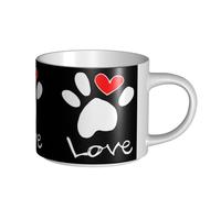 YWSOTRE Amore per l'impronta della zampa del cane, Tazza in ceramica di grande capacità, tazza da tè, tazza da caffè 450 ml