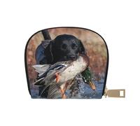 YWSOTRE Anatra Caccia Labrador Cane Fresco Cucciolo Nero Animale, Custodia per carte in pelle PU Elegante porta carte di credito Porta carte di credito