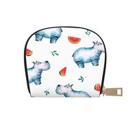 YWSOTRE Anguria ippopotamo carino acquerello, Custodia per carte in pelle PU Elegante porta carte di credito Porta carte di credito