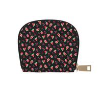 YWSOTRE Angurie Ciliegie Nere, Custodia per carte in pelle PU Elegante porta carte di credito Porta carte di credito
