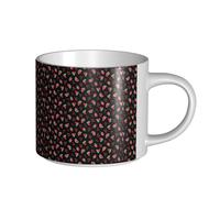 YWSOTRE Angurie Ciliegie Nere, Tazza in ceramica di grande capacità, tazza da tè, tazza da caffè 450 ml