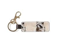YWSOTRE Animali intelligenti Procione Natura, Portachiavi in pelle PU, portachiavi con anello portachiavi, organizer, 1 pz