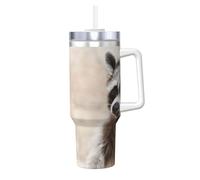 YWSOTRE Animali intelligenti Procione Natura,Tazza Ice Bully da 40 oz con manico, in acciaio inossidabile, con borraccia