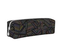 YWSOTRE Arcobaleno lineare geometrico stampato in 3D, Astuccio per matite Astuccio per penne Astuccio per matite in pelle portatile con astuccio cosmetico con cerniera