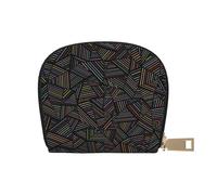 YWSOTRE Arcobaleno lineare geometrico stampato in 3D, Custodia per carte in pelle PU Elegante porta carte di credito Porta carte di credito