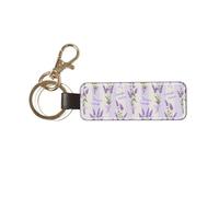 YWSOTRE Aroma di stagione della lavanda affascinante, Portachiavi in pelle PU, portachiavi con anello portachiavi, organizer, 1 pz