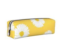 YWSOTRE Aster bianco margherita gialla, Astuccio per matite Astuccio per penne Astuccio per matite in pelle portatile con astuccio cosmetico con cerniera