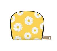 YWSOTRE Aster bianco margherita gialla, Custodia per carte in pelle PU Elegante porta carte di credito Porta carte di credito