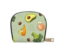 YWSOTRE Avocado al formaggio broccoli Doodle, Custodia per carte in pelle PU Elegante porta carte di credito Porta carte di credito