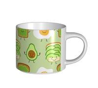 YWSOTRE Avocado carino, pane tostato e uovo fritto, Tazza in ceramica di grande capacità, tazza da tè, tazza da caffè 450 ml