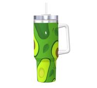 YWSOTRE Avocado su cibi e bevande verdi,Tazza Ice Bully da 40 oz con manico, in acciaio inossidabile, con borraccia
