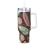 YWSOTRE Baccello di cacao colorato,Tazza Ice Bully da 40 oz con manico, in acciaio inossidabile, con borraccia
