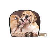 YWSOTRE Bacia i cuccioli di bulldog inglese, Custodia per carte in pelle PU Elegante porta carte di credito Porta carte di credito